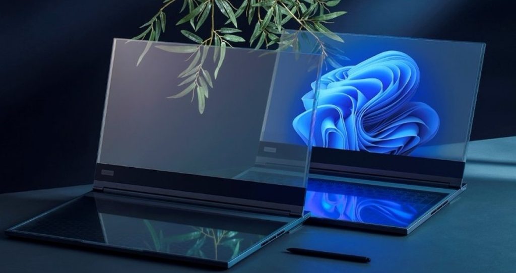 átlátszó kijelzőjű laptop