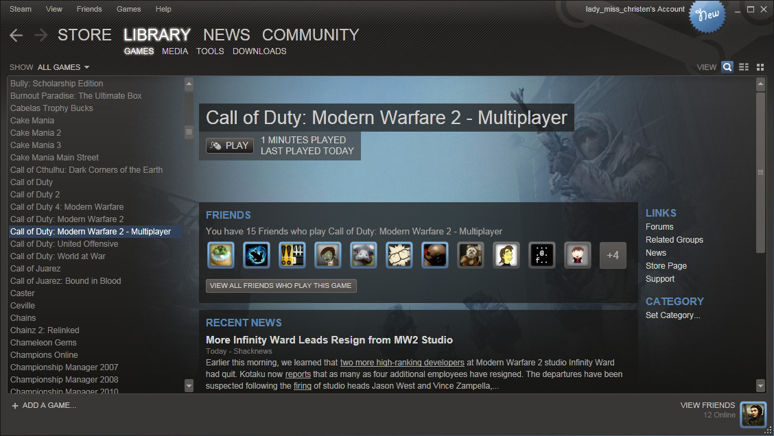 Így néz ki a Steam könyvtára, ahol a játékainkat találhatjuk