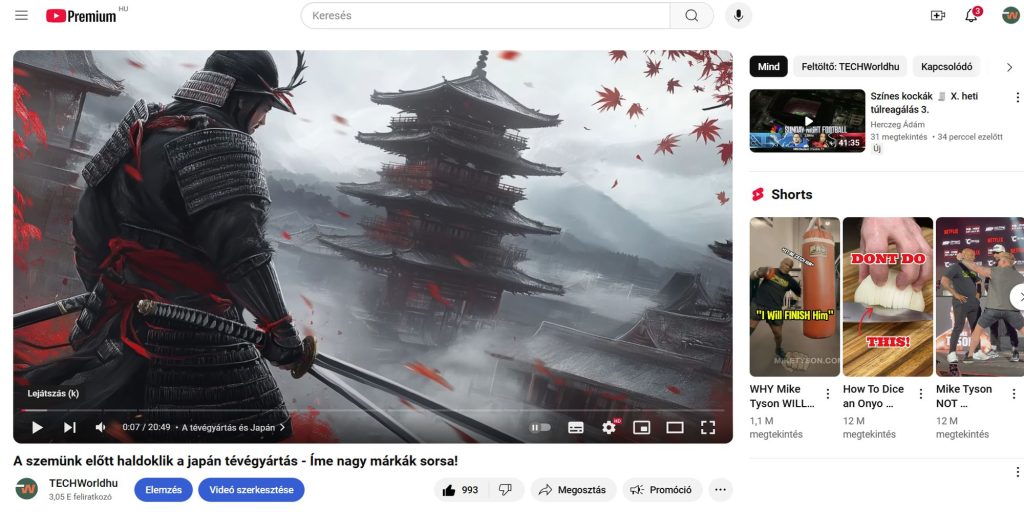 youtube frissítés