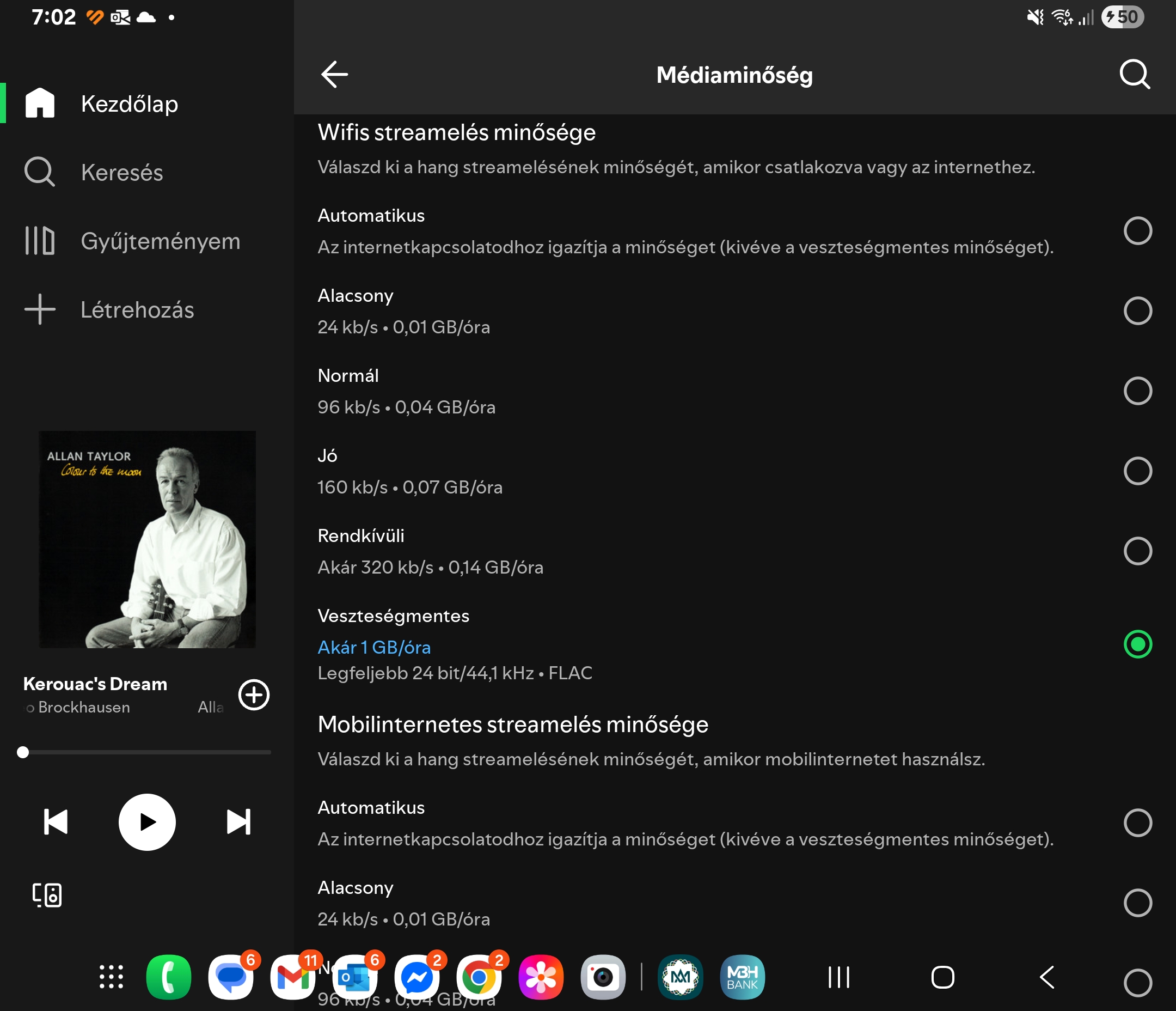Spotify veszteségmentes lossless